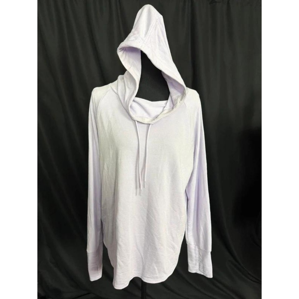 Athletic Works Womens L 12-14 Purple Mock Neck Hoodie Modal Thumbholes Tunic